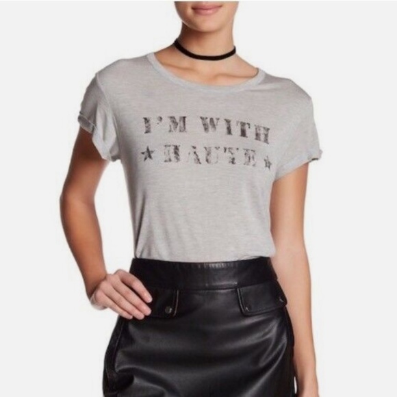 Revolve x Haute HIPPIE Women’s Graphic tee “I’M WITH HAUTE” BLACK 100% Modal S - Picture 9 of 9